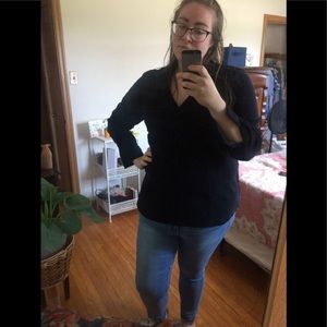 V Neck Faux Wrap Maternity Blouse